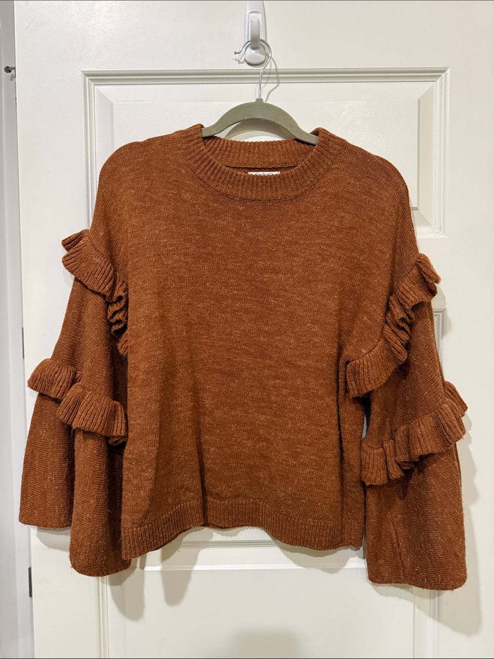 MudPie Knit Sweater with Flounced Sleeves